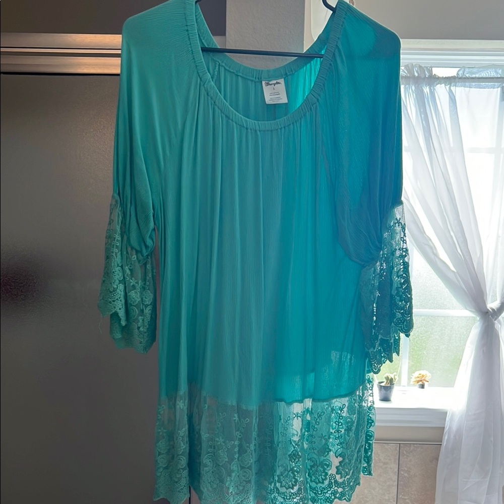 Wrangler Turquoise Lace Women's Blouse